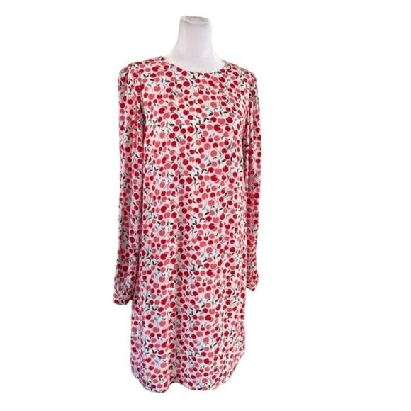 Loft Cherry Print Balloon Sleeve Shift Dress Size Small - Picture 3 of 11